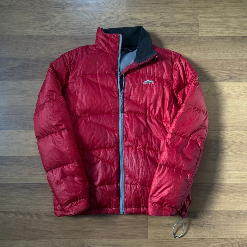 Women's GoLite Red Goose Down Lightweight Zip Up Bomber Puffer Jacket Sz Medium